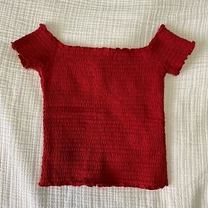 Hollister size XS Red Off-Shoulder Smocked Crop Top